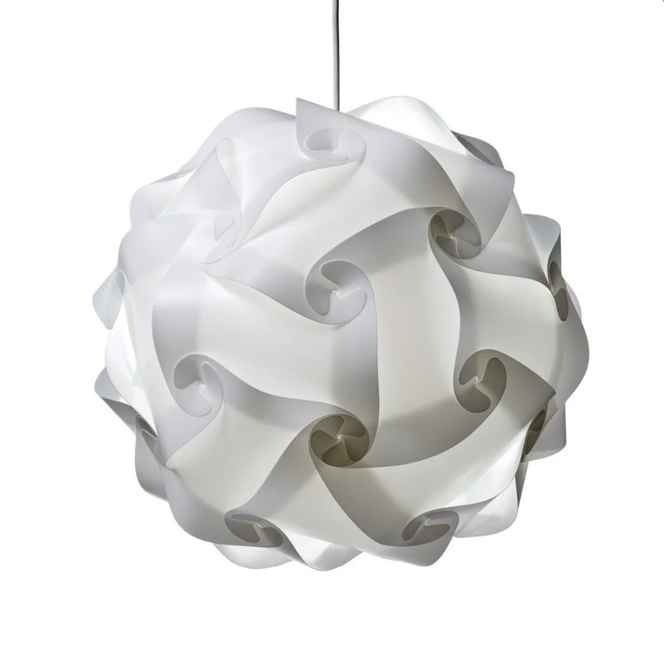2PC Stropný prívesok DIY IQ Jigsaw Puzzle Lamp Shade Kit Sit Lampshade (biela, veľkosť 12 palcov)