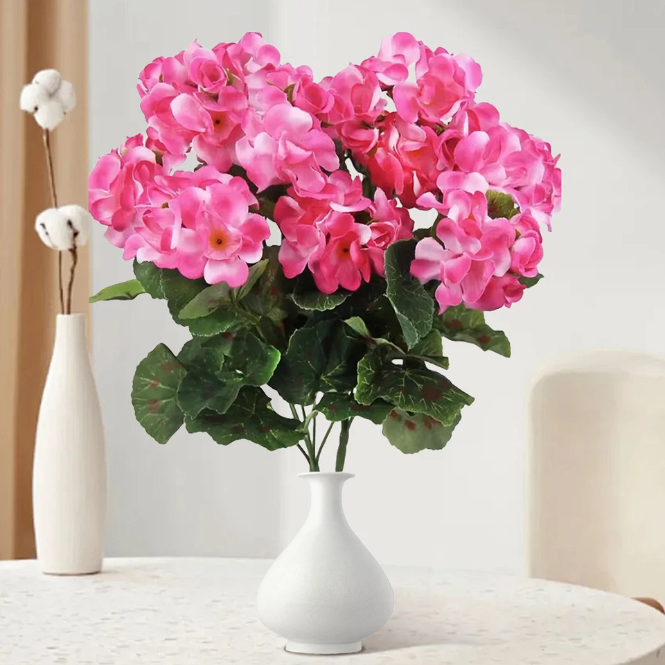 2pc umelé kvety geranium simulované rastliny prašníky na svadobnú domácu párty vianočné dekorácie vonkajšie záhradné závesné kôš