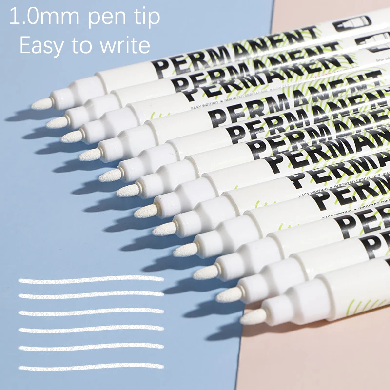 2pcs 1,0 mm biely permanentný marker perá hlboký značkovač otvorov pre drevené skalné plastové kožené sklo Kamenný kovový umelecký znak