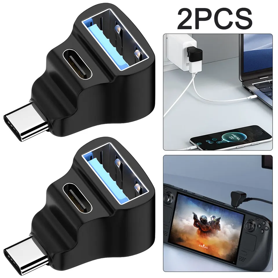 2pcs 1 až 2 prevodník adaptéra USB-C 20 Gbps 8k 60 Hz 180 stupňov U s parou pre parnú palubu