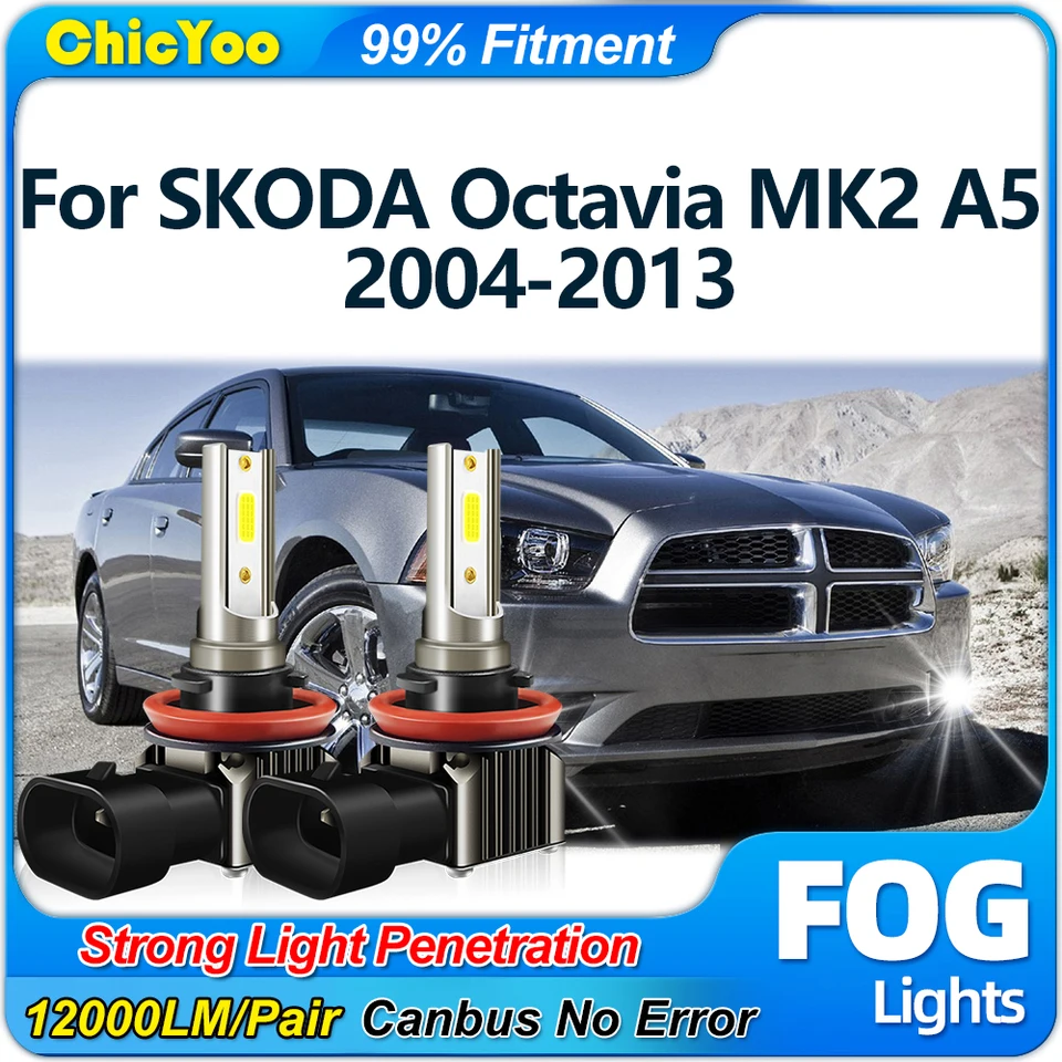 2pcs 12000lm CANBUS LED hmlové svetlá 90 W FOG LAMPS 12V 24V Plug and Hra pre Škoda Octavia MK2 A5 2004-2009 2010 2011 2011 2013 2013