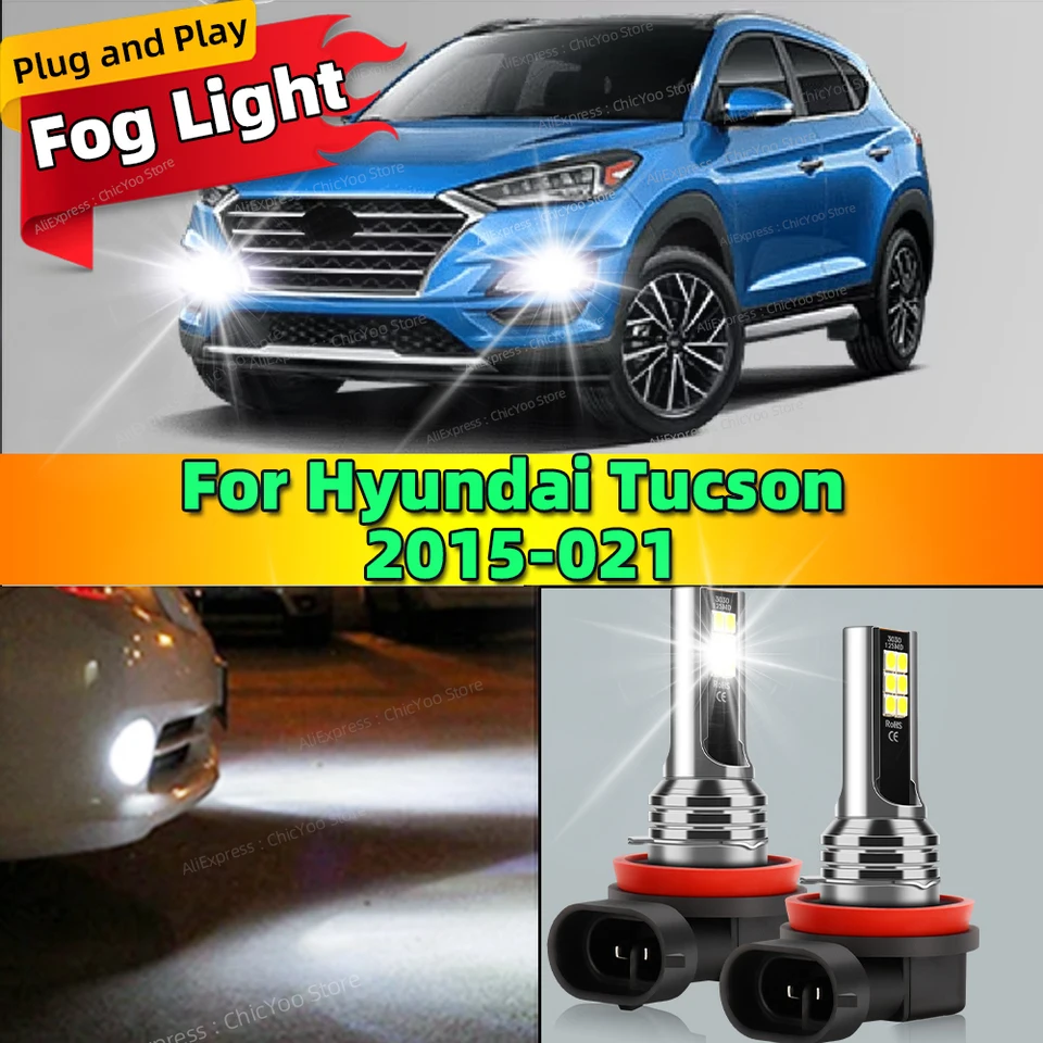 2PCS 12V 6000K predné hmlové svetlo LED žiarovky LAMP Canbus pre Hyundai Tucson 2015 2016 2017 2018 2019 2019 2021