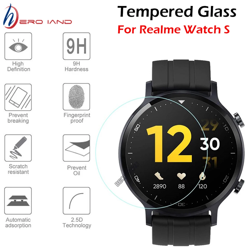2pcs 2.5d Premium temperované sklo pre Realme Watch s Smart Watch Screen Protector Film HD Clear 9H Anti-Scratch Guard Glass