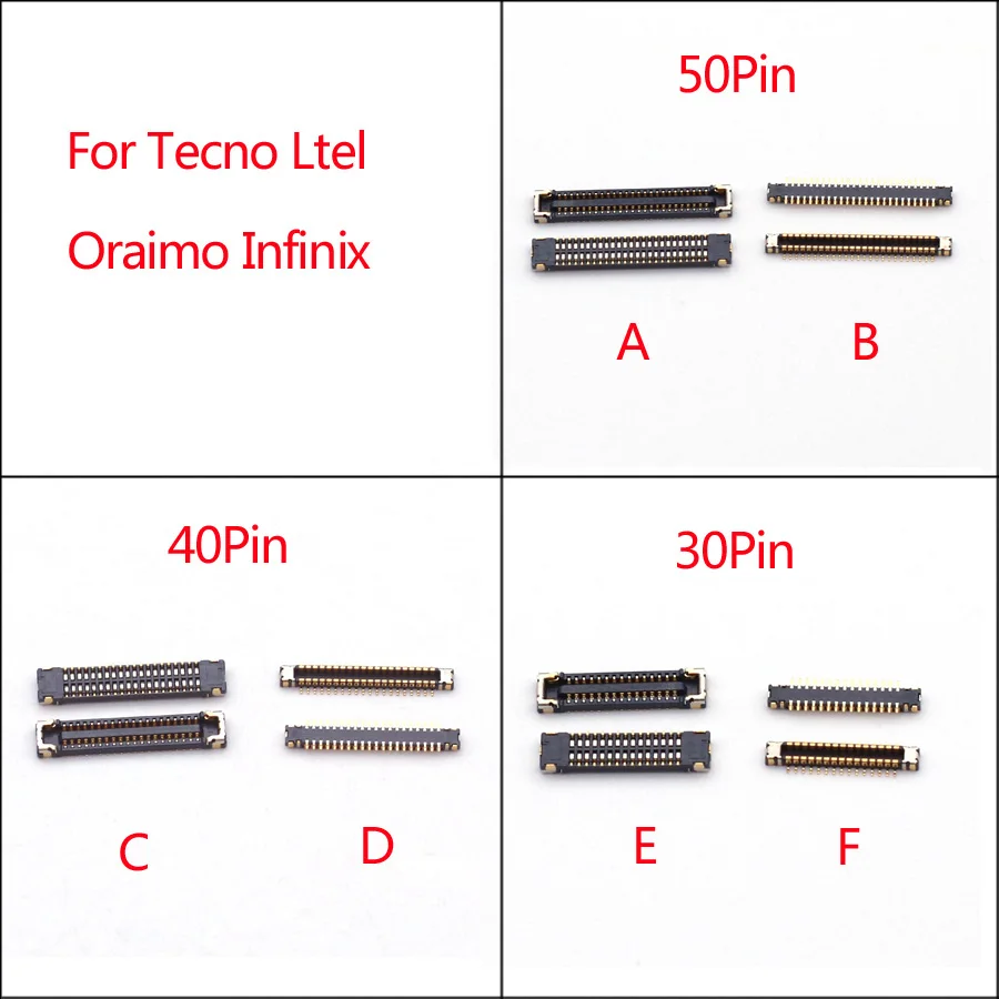 2pcs 20 30 40 50 50 PIN LCD Displej obrazovky FPC Connector na základnej doske pre Tecno LTEL Oraimo Infinix USB nabíjací port nabíjačky USB