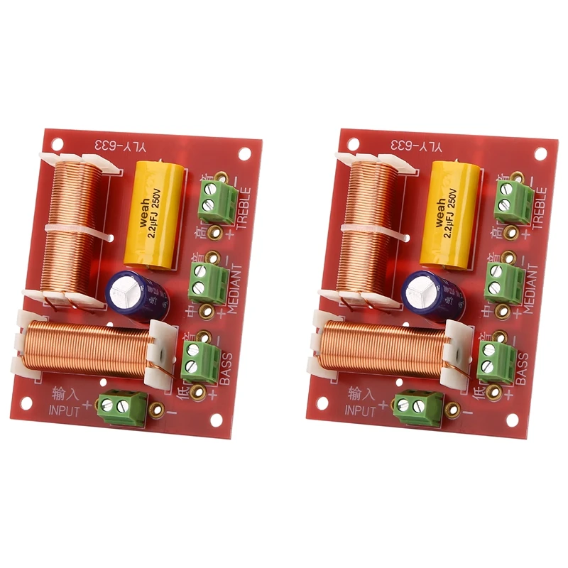 2pcs 200 W 3 Way Audio Reproduktor Crossover Treble + MidRange + Bass Independent Crossover Reproduktory Frekvencia deliča filtra