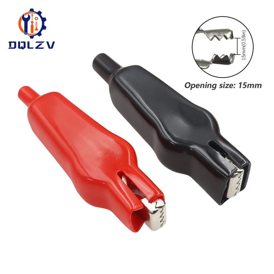 2pcs 20a aligátorové sponky s dvojitým koncom USB nabíjanie batérií Krokodíly pre klipy pre elektrické skokové drôty Testovací spona červená čierna