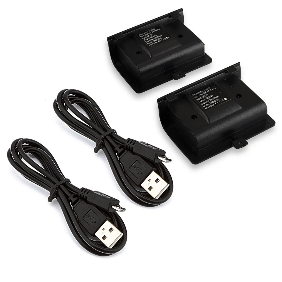 2pcs 2400 mAh ovládač batérií pre batériu pre Xbox One s nabíjacími súpravami nabíjania USB pre ovládač Xbox One ovládač Xbox One