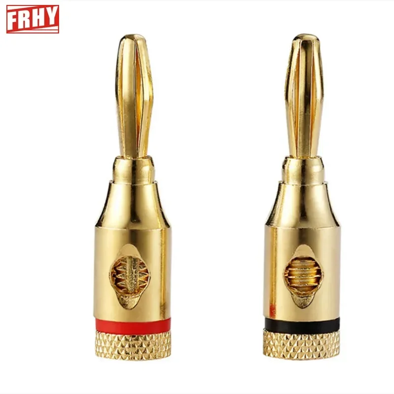 2pcs 24k Gold Pastované 4 mm banánové zástrčka pre kábel audio video reproduktor, otvorený typ skrutky