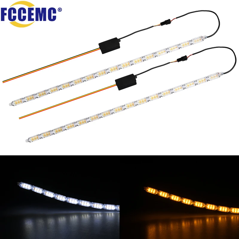 2pcs 24V tečúce DRL LED denné svetlo Svetlo Flexibilné flexibilné LED pásové smerové svetlo pre svetlo svetla vozidla Hnacie svetlo