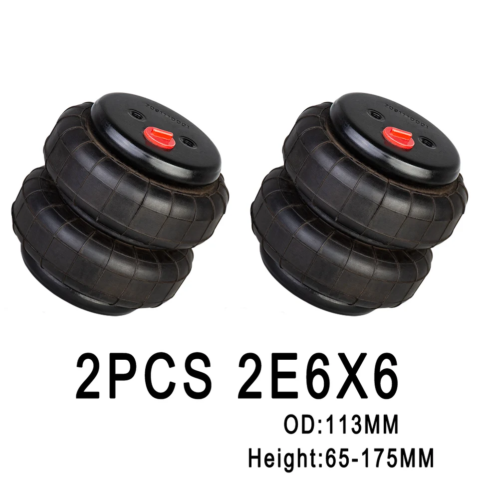 2PCS 2E6x6 Vzduchové zavesenie vrecka 2 vrstvy gumového vzduchového pružinového tlmiča Airbag tlmič OD113mm výška 65 mm až 175 mm