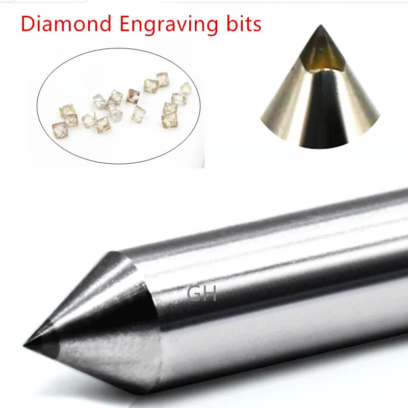 2pcs 3,175 mm 3 mm diamantové gravírovacie stroty kovové obvody dosky PCB BITS GRAVER CNC Cutting Tools Fleging Cutter