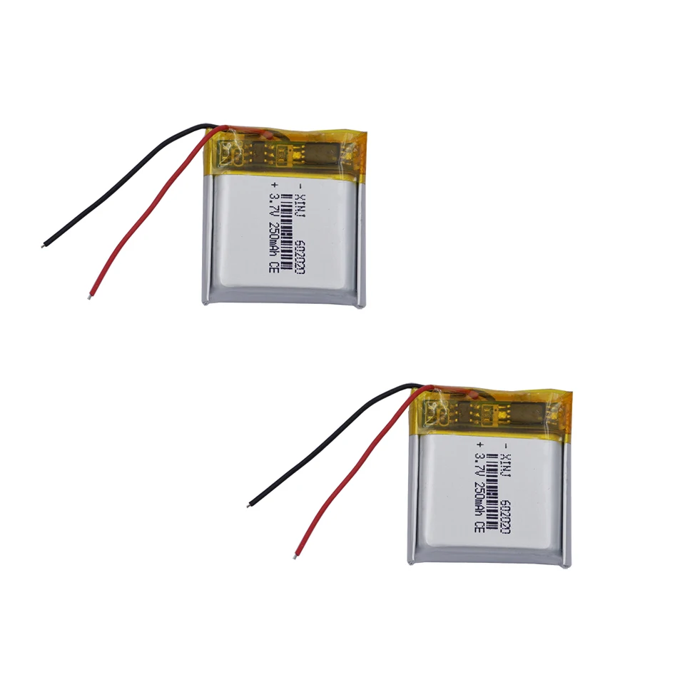 2pcs 3,7 V 250 mAh 0,925Wh Li-Polymer Nabíjateľná litiová batéria Li Litium 602020 pre slúchadlá Mouse Bluetooth Sedávky Smart Watch