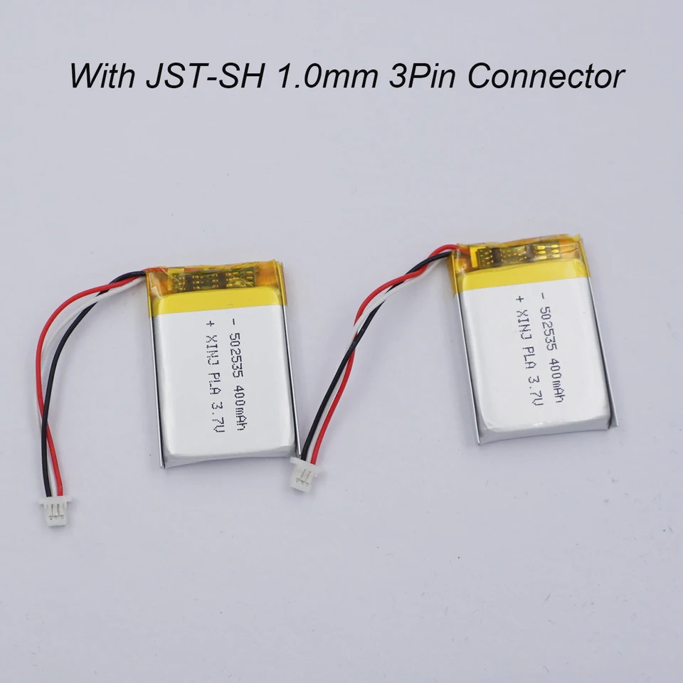 2PCS 3,7V 400MAH 1,48WH Thermistor 3-Wire Li Li-Ion Battery 502535 JST-SH 1,0 mm pre GPS Dashcam Camera Bluetooth Bluetooth Bluetooth Bluetooth 052535