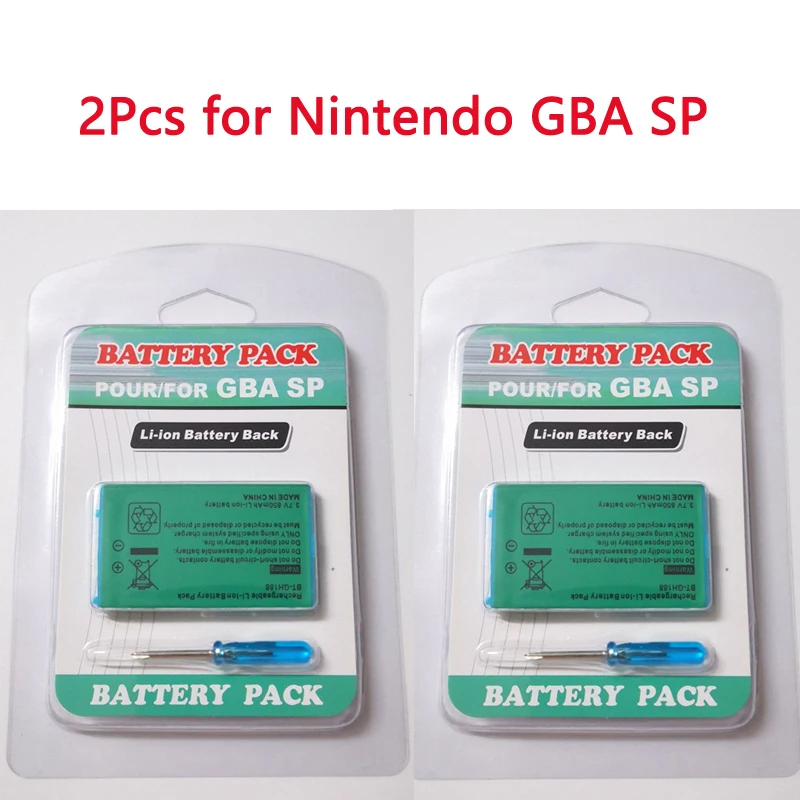2pcs 3,7V Nabíjateľná batéria pre Nintendo Gameboy Advance GBA SP Controller Gamepad Li-Ion Výmena batérie 850 mAh