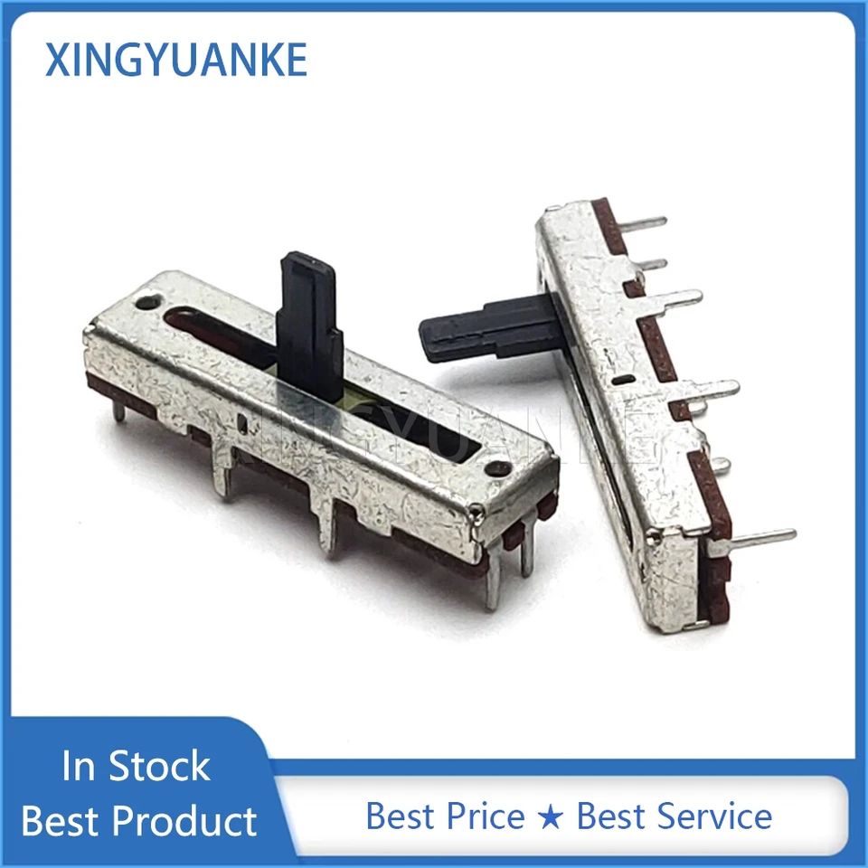2pcs 35 mm rovný posúvač Push Pull Pull Potentiometer B20K B50K 3,5 cm s jedným duálnym kanálom Mixer Fader 3-kolík 6-kolíkový rukoväť Dĺžka 10 mm