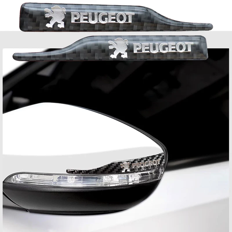 2pcs 3D Carbon Fiber Car Reparview Mirror Logo Carr Mirror Zrážka Z kolízií Vyhýbanie sa nálepky Styling Príslušenstvo pre Peugeot