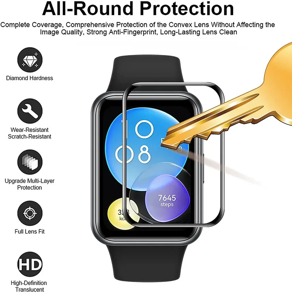 2pcs 3D Soft Flexibilný ochranný film pre Huawei Watch Fit 2 Smart Watch Chrániče obrazovky pre filmy pre Huawei Watch Fit Soft Cover
