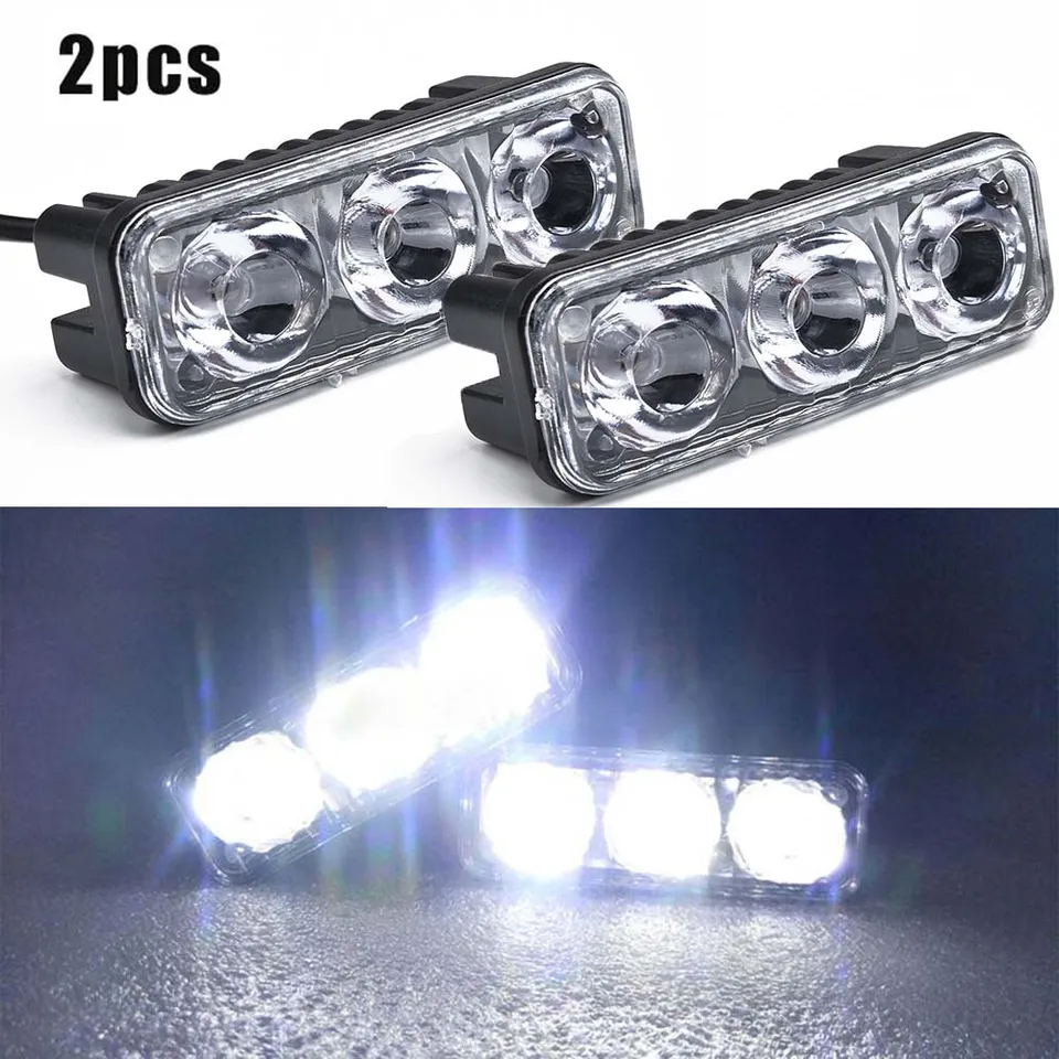 2pcs 3led super biely vysoko výkonný automobil DRL denné svetlo hmlové lampa automobilový automobil DRL hmlové svetlo pracovné svetlo
