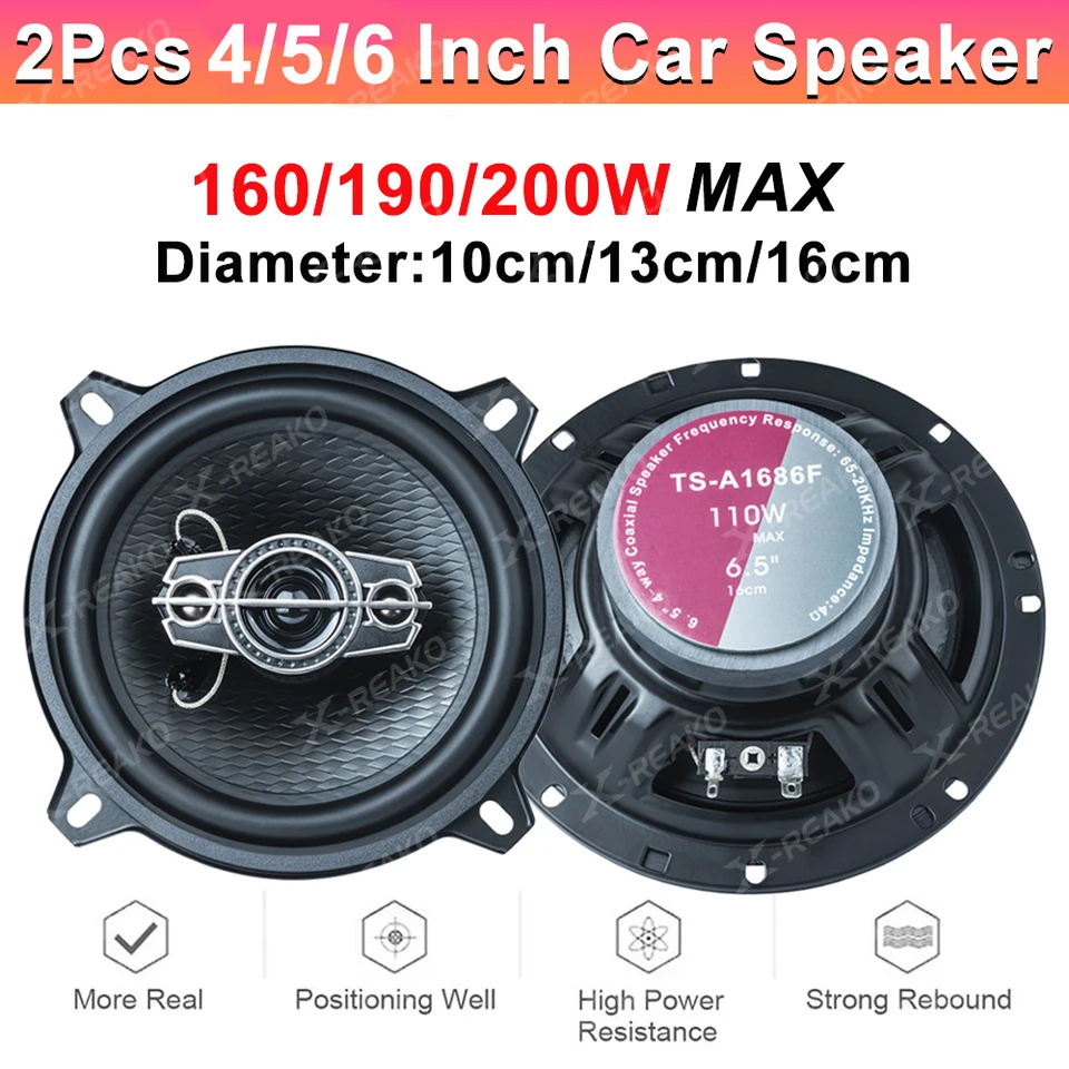 2PCS 4/5/6 palca reproduktory automobilov 10 cm/13cm/16cm subwoofer automobil Audio hudba stereofónny frekvenčný frekvenčný HIFI automobilový reproduktor roh