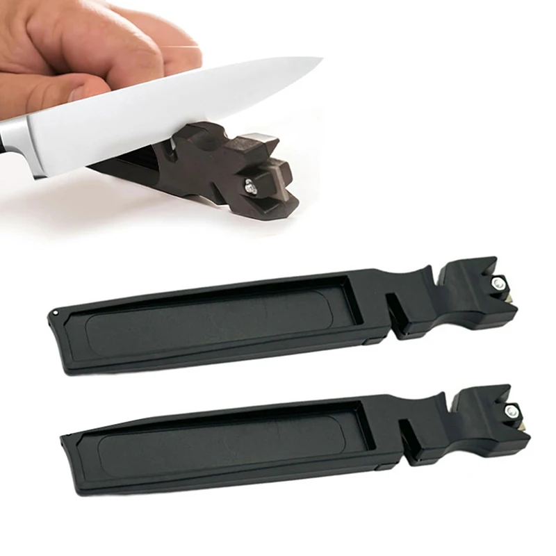 2pcs 4-v-1 prenosný nôž naostrite nôž nôž Whetstone Barpener Barpen Barpen Fish Hook Diamond Tool Camp Camp Trič