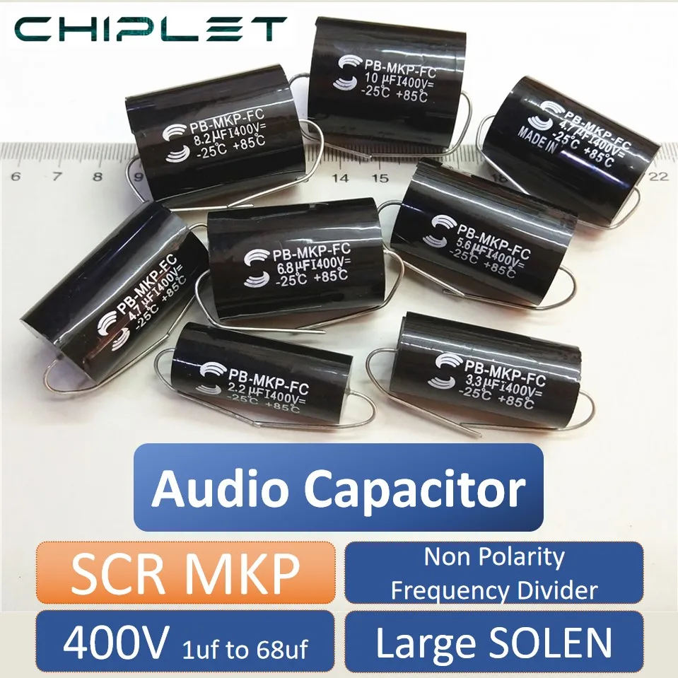2pcs 400V Horizontálne reproduktorové zvukové kondenzátor SCR MKP Veľký solen polypropylén nekonečný kapacita non polarita 1UF až 68UF