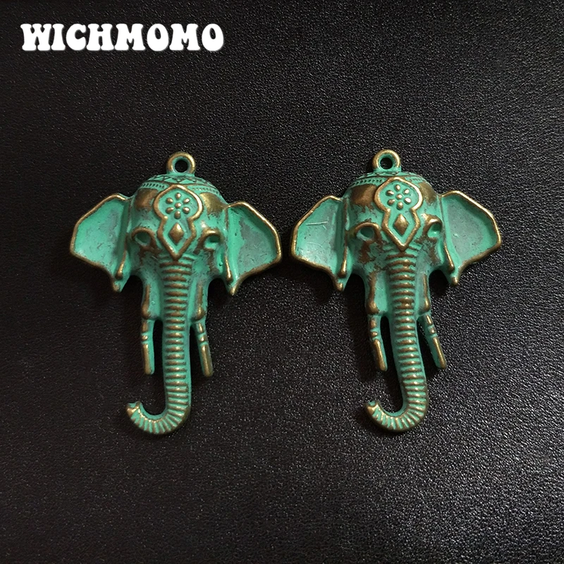 2pcs 45*33 mm retro patina pokovovaná zink zinok Zinok Zelené slonové kúzla Prívesky pre DIY šperky doplnkov