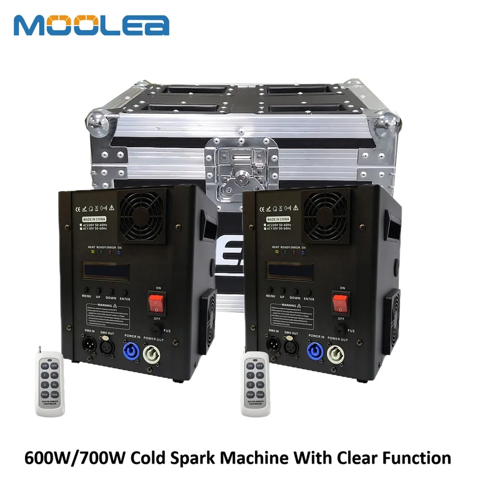 2pcs 600 W Cold Spark Machine Flightcase Ti Prášk