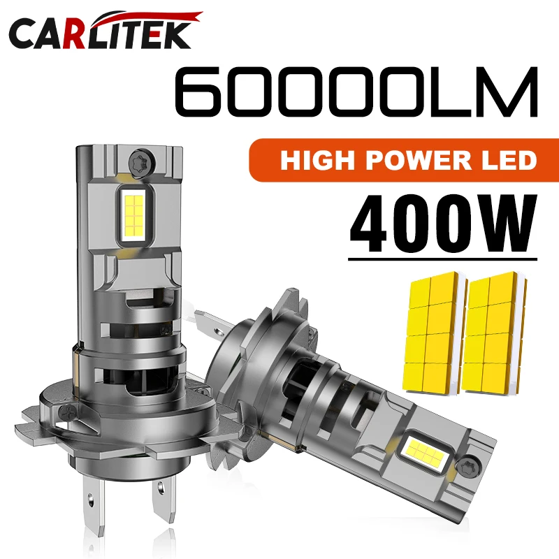 2pcs 60000lm H7 H7 LED CANBUS Chyba Free Lights Žiarovka s ventilátorom CSP Chip Mini 360 Svetlom svetlomety 400 W 12V 6500K biela