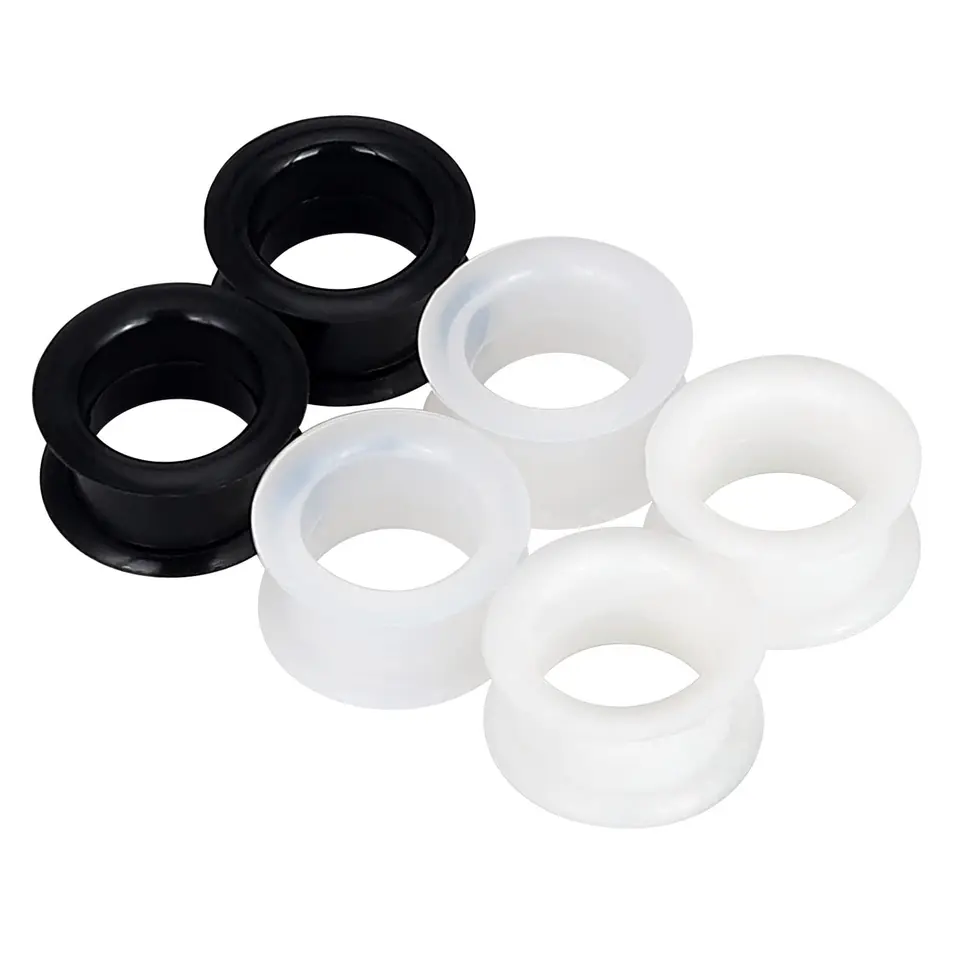 2pcs-6ks čierna číra biela hrubá silikónová tunely Flexibilné uši duté meradlá pre uši prepichnuté 3-24 mm