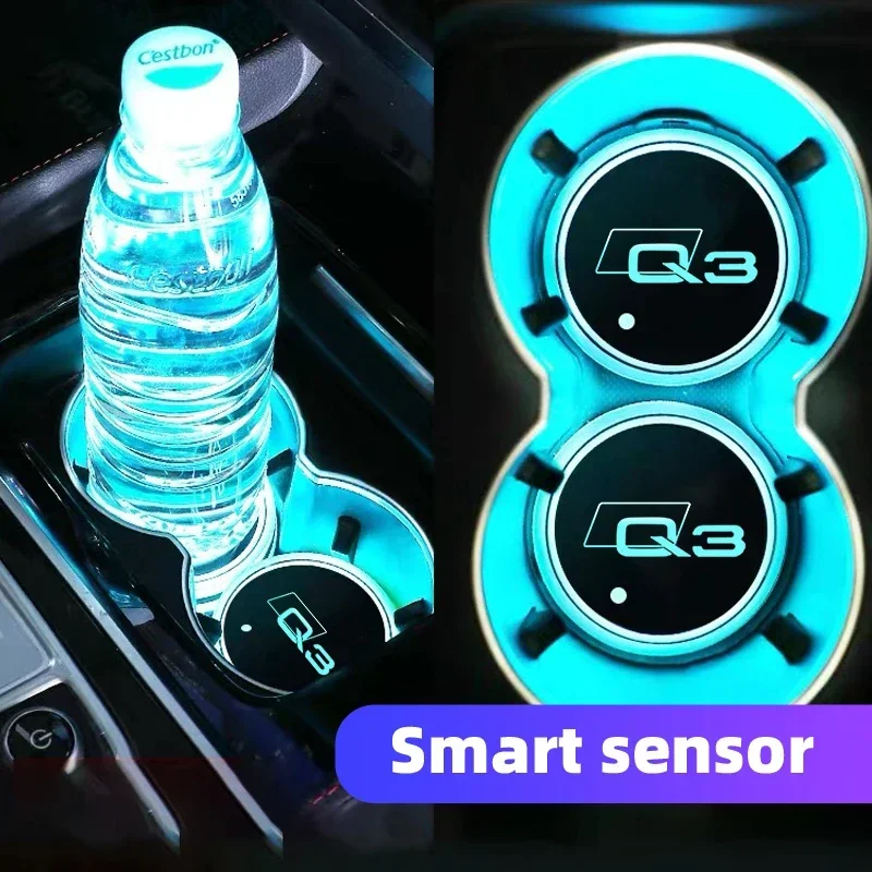 2pcs 7 Farebné USB LED Atmosféra Svetlo pohár Svetlá dráha pre držiak pre Audi Q3 F3B 8UB Automatické príslušenstvo