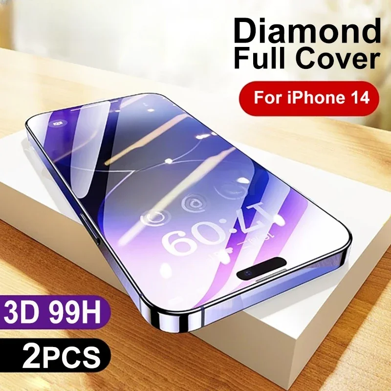 2pcs 99h Ochranné sklo pre iPhone 13 12 Mini 11 Pro 14 Pro Max Screen Protector pre iPhone 14 7 8 15 Plus x xr xs max