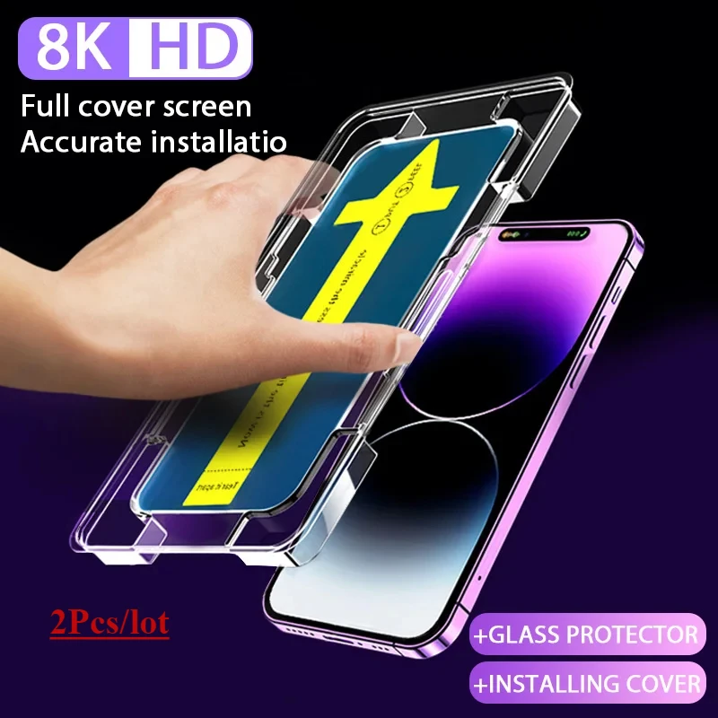2pcs 9d plné krytované temperované sklo pre iPhone 16 Pro 15 14 plus 13 12 11 Pro Max xr xs sklo dodávajte chránič obrazovky AIDS
