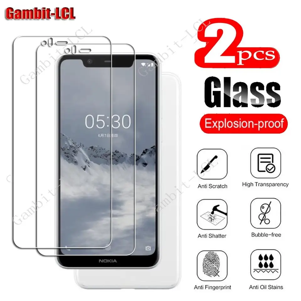 2pcs 9h Ochranné temperované sklo pre Nokia 5.1 plus 5,86 