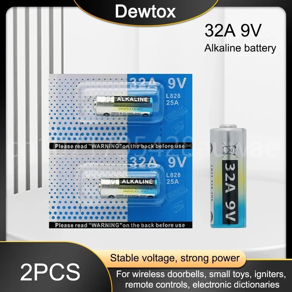 2pcs 9v 29a 32A Alkalické batériové garážové dvere otvárač 32A LR32 29A L822 pre balenie diaľkového ovládača diaľkového ovládania vozidla