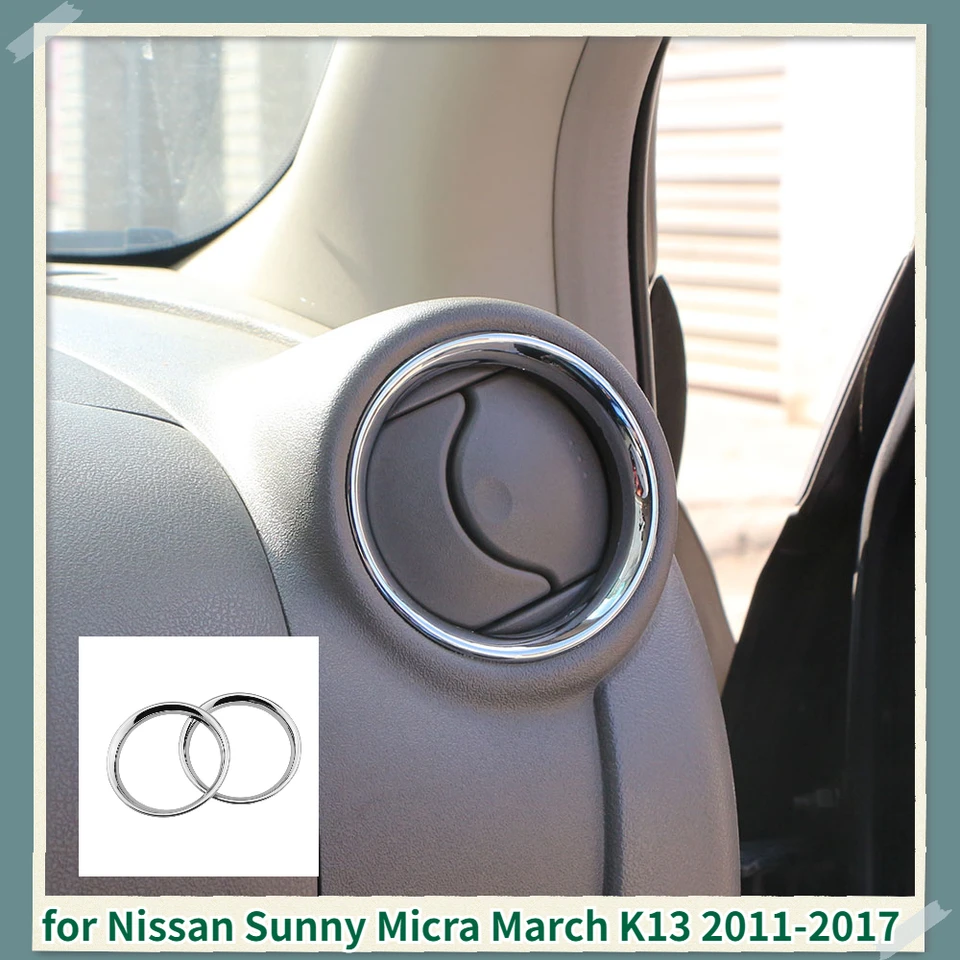 2PCS A/C Air Vent Ring Cover Rám pre Nissan Sunny Micra marec K13 2011 2012 2013 2014 2015 2016 2017 2017 Príslušenstvo
