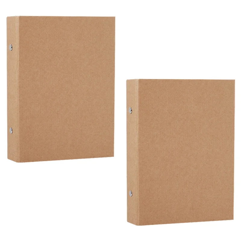 2pcs A5 doplňovateľné kruhové spojivo, A5 Kraft papierové spojivo s 2 krúžkami na pridanie voľných listov, A5 kraft papierových priečinkov
