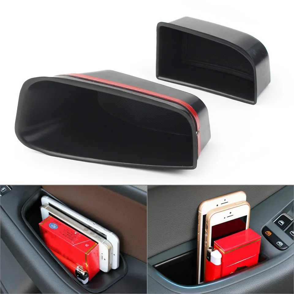 2PCS ABS Car Front Door Storage Box Organizátor Držiak kontajneru pre Audi Q5 2009 2010 2012 2012 2013 2014 2015 2016 LHD