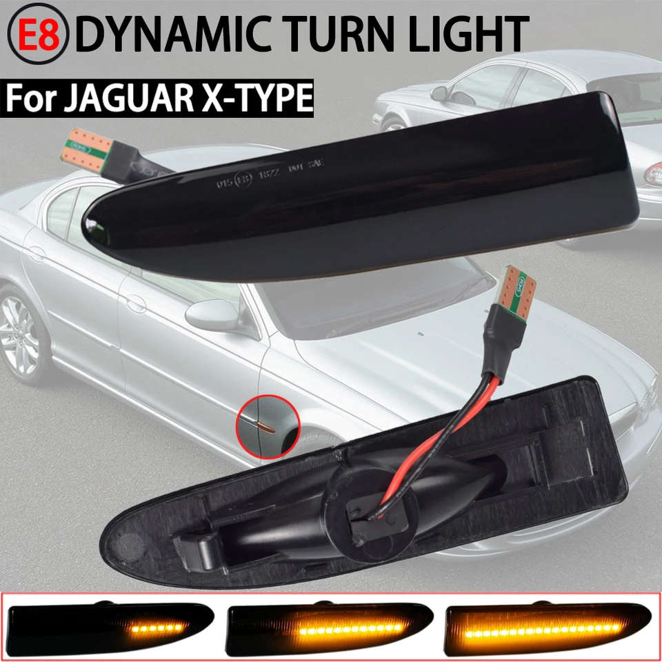 2pcs Amber pre Jaguar X-Type 2002 2003 2004-2009 Dynamické signálne svetlá Auto LED Dynamické svetlá Side Marker Fender Blinker Indikátor Lamp
