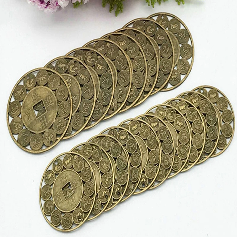 2pcs amulety pre šťastie Feng Shui mince amulet Peniaze Prosperujúca ochrana zink zink zliat