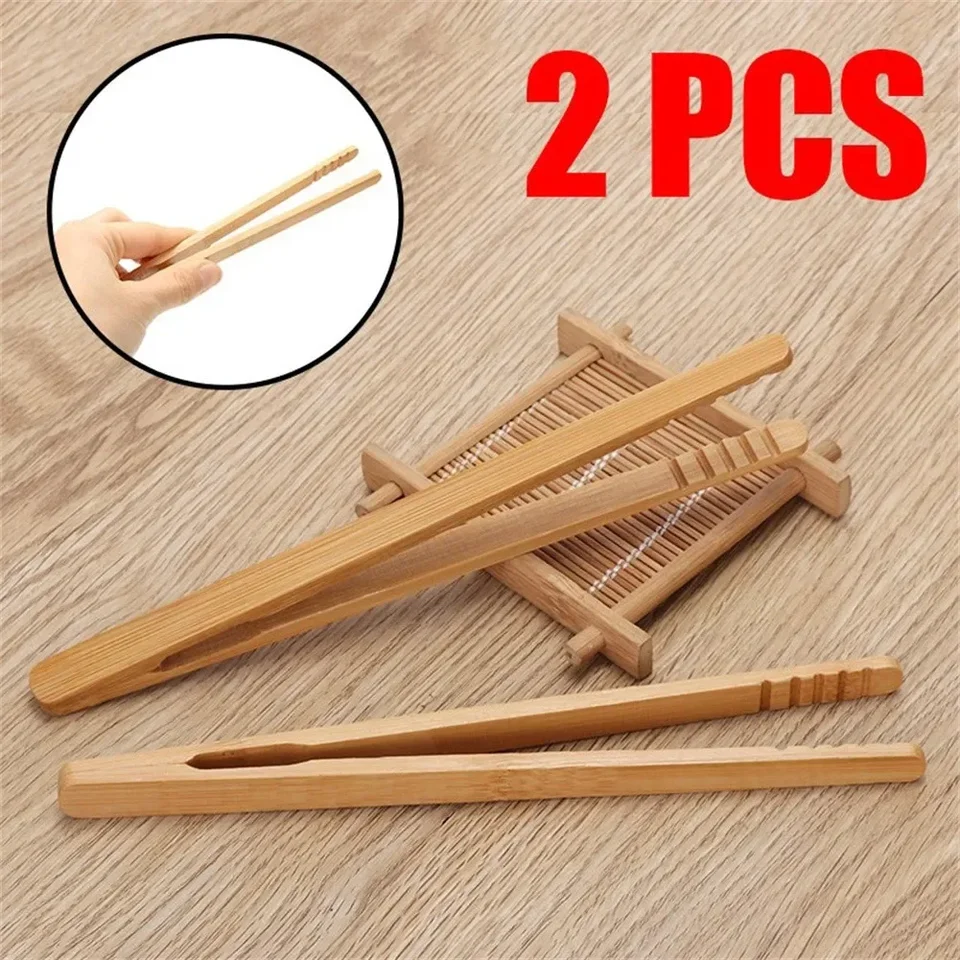 2pcs anti-Scald Bamboo Tongs Tea Clip Knip