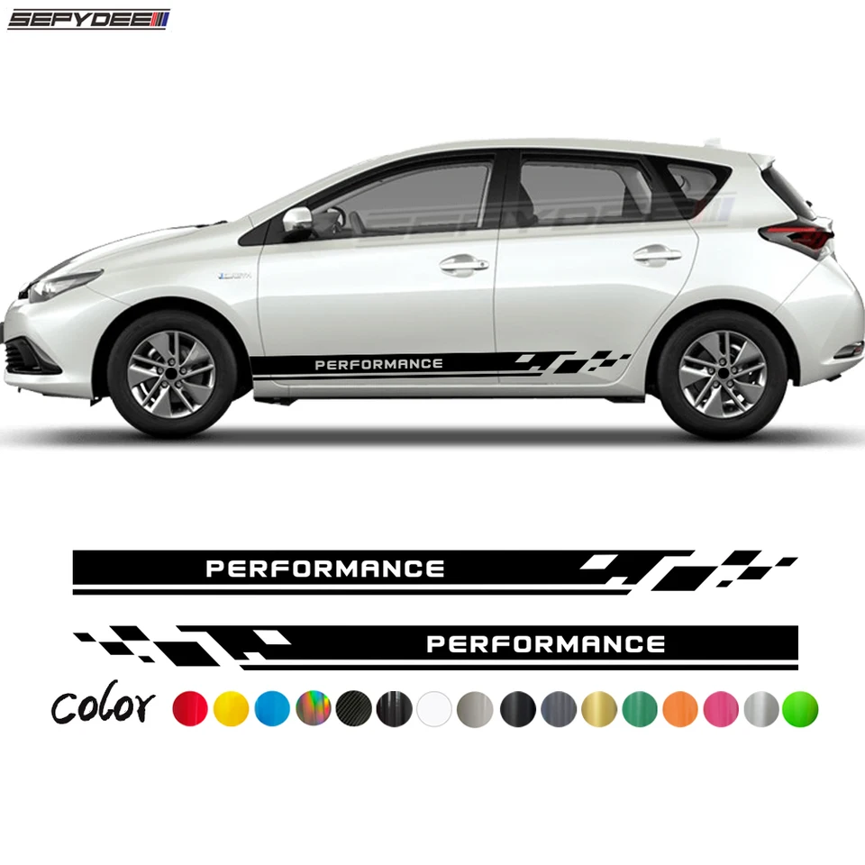 2pcs auta bočné sukne sukne Performance Edition Body Long Stripe Vinyl Decals for Toyota Auris Hatchback Wagon Accessories