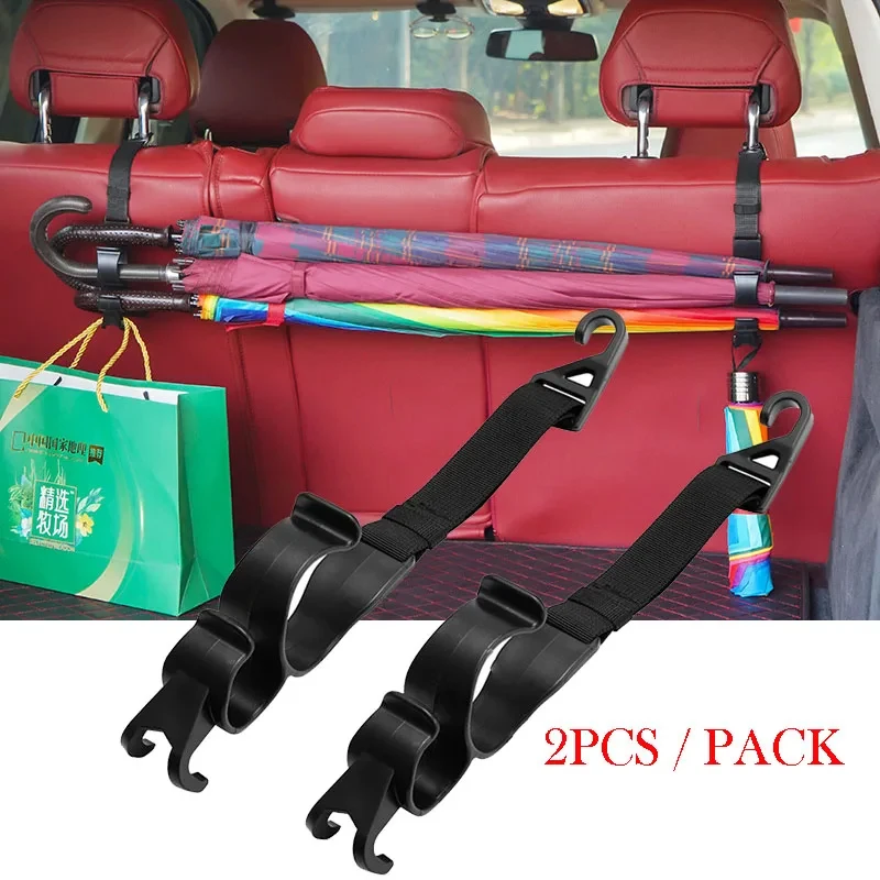 2pcs auto zadné sedadlo Hook Multifunkcie zadného sedadla Hope Hook Hook Umbrell Držiteľ sedadla sedadla chrbta Hook automatický interiérový náradie