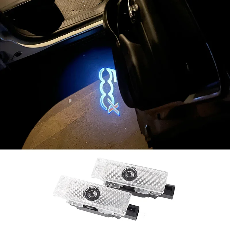 2pcs automobil LED LED zdvorilostné dvere loga projektor Prispôsobiť lampu pre Fiat 500x 500L Accessories OEM Vitajte 3D laser Ghost Shadow Light