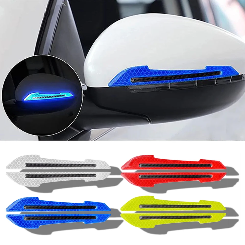 2pcs automobil reflexná nálepka Styling Spätné zrkadlo obtisky Bezpečnostné výstrahy Reflexné nálepky na struky automobilov Exteriér