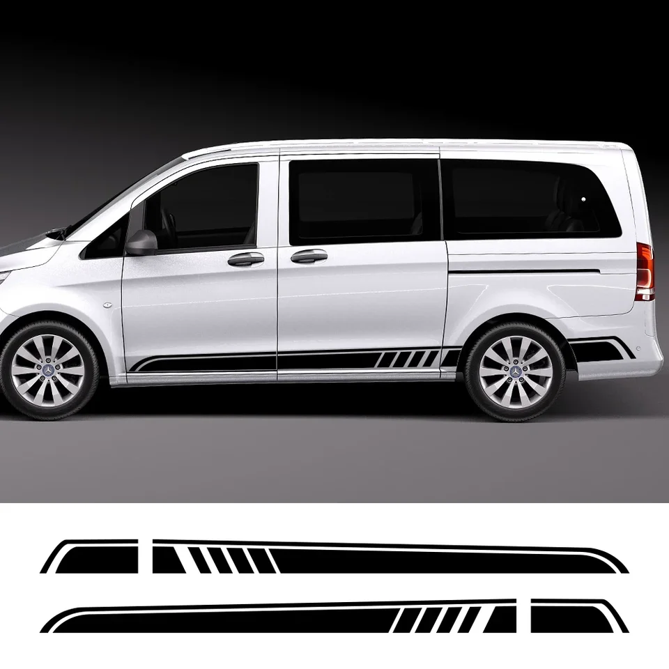2pcs automobil s dlhým bočným prúžkom pre nálepku Vito Viano V Class W447 V260 Mercedes Benz Auto Vinyl Film Automobily Automobily Automobily Automobily