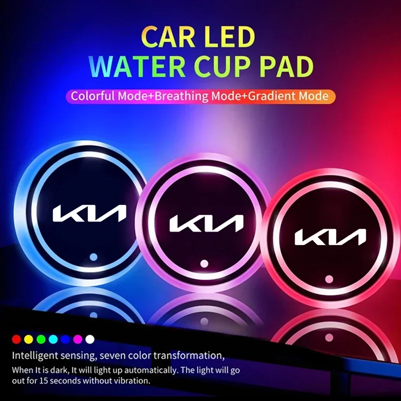 2PCS Automobile Center Console Luminous LED vodná dráha je vhodná pre logo Kia KN K2 K3 Rio Sportage Kia New Standard.