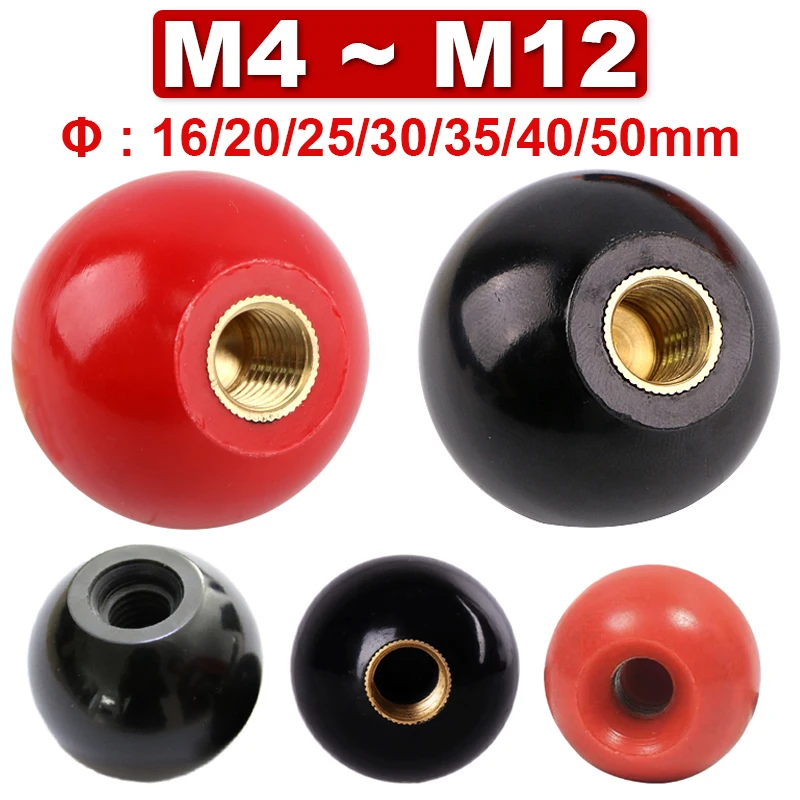 2pcs bakelite guľôčková ruka na rukoväť rukoväte rukoväte rukoväte Bakelite mosadzné jadro/železné jadro Izolácia stroja MI5M6M8M10M12M16