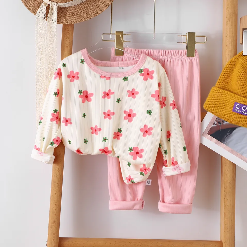 2pcs batoľa Girsl Soft Comfy Sleepwear pyžama deti spodná bielizeň