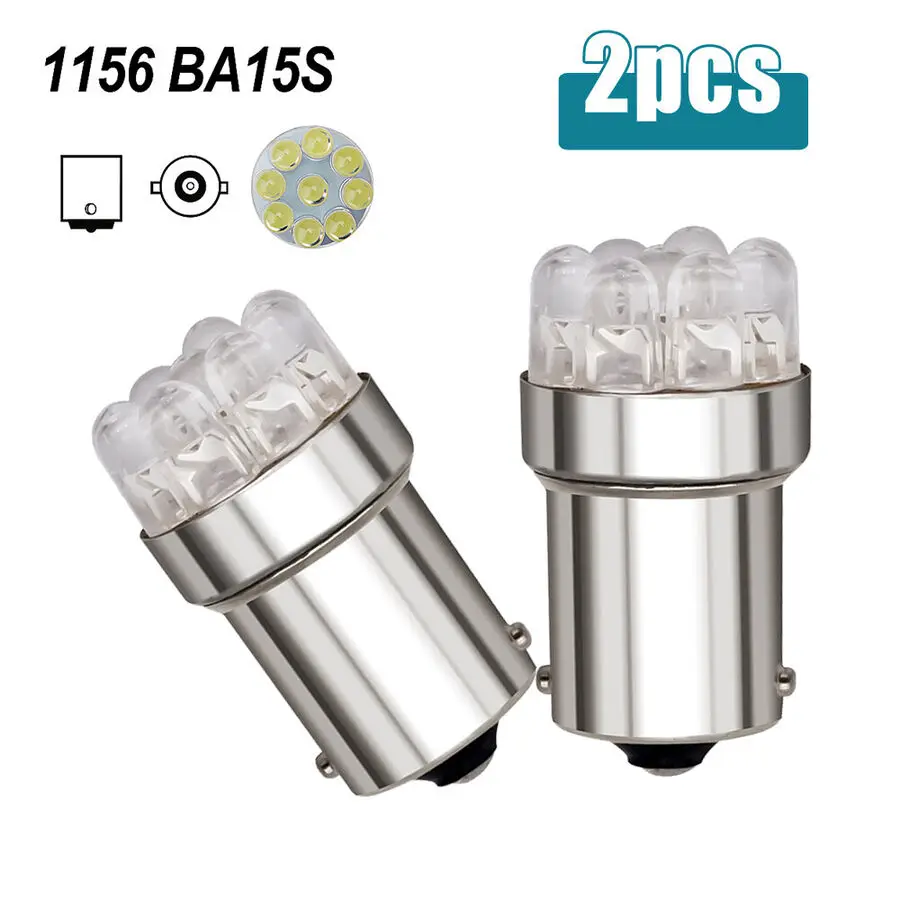2pcs biela 12V 1156 BA15S 9 SMD LED žiarovky Otočenie signálu Signál reverzných brzdových žiaroviek 24V