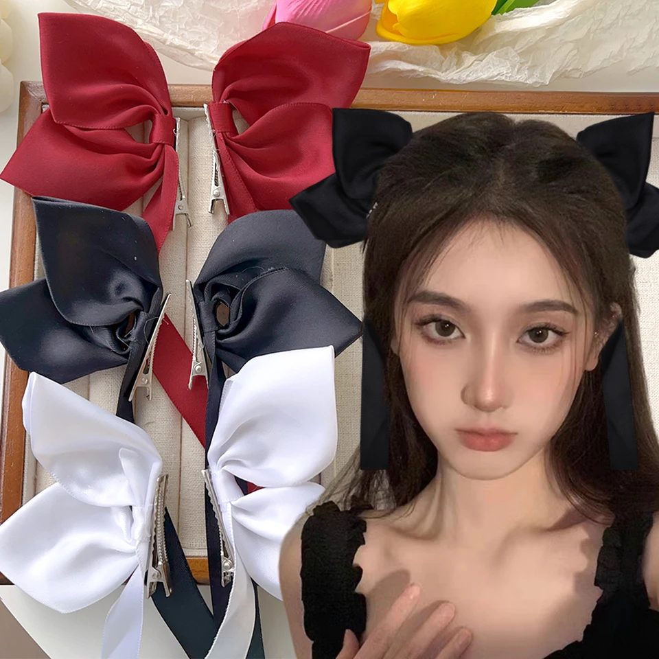 2pcs Bow Ribbon vlasy klip módy Bowknot Hairpins Malé roztomilé barety Dievčatá Dievčatá Detské luky Clipy Ornament hlava pokrývky hlavy čela hlavy